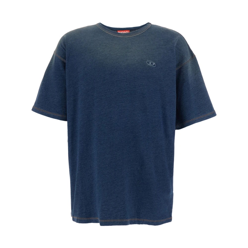 Diesel Blå T-shirt med Oval D-logga Blue, Herr