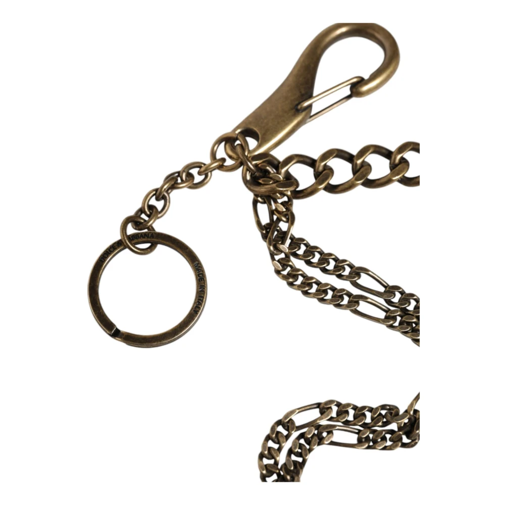 Dolce & Gabbana Kristalversierde Metalen Sleutelhanger met Logo Gray Dames