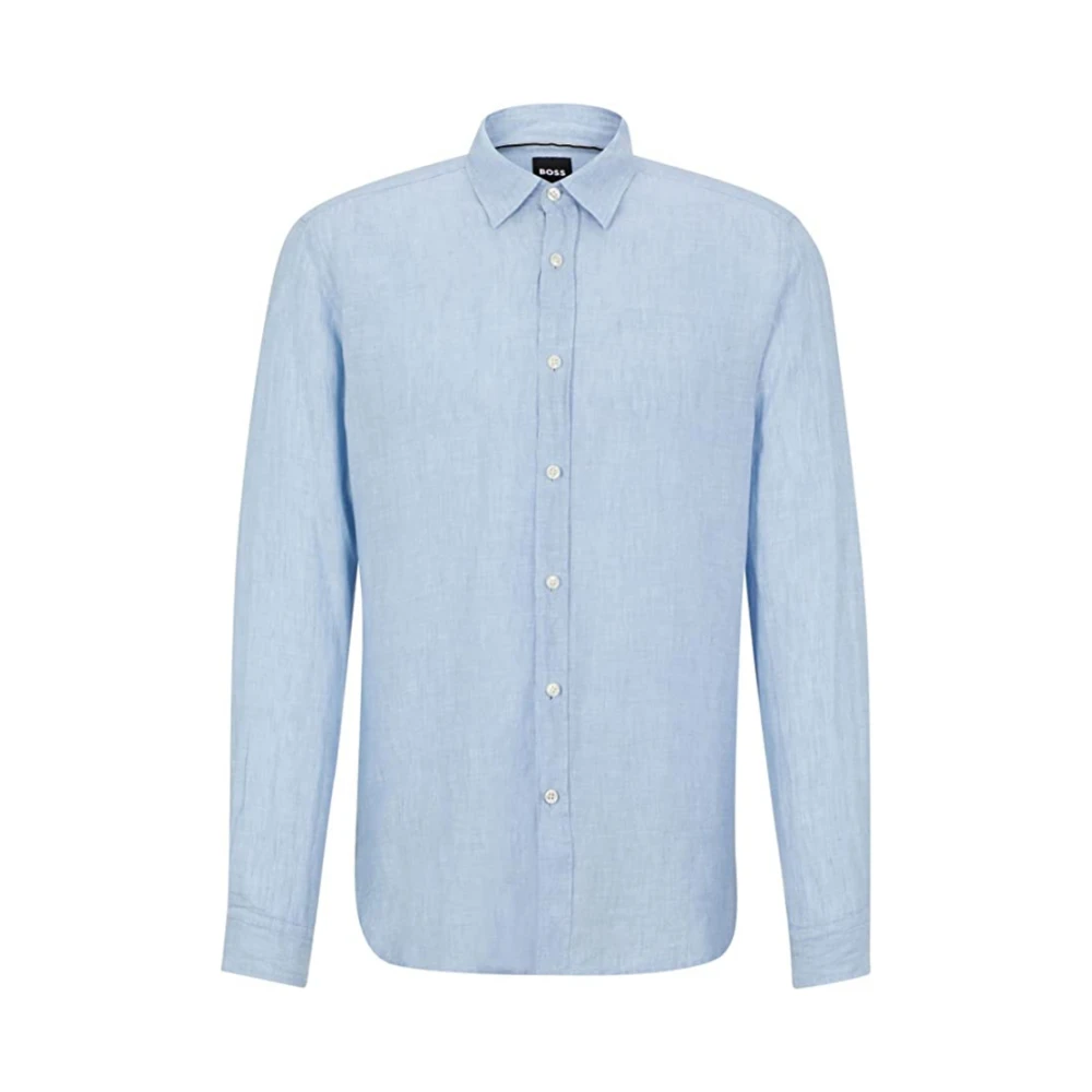 Hugo Boss Casual Linnen Chambray Overhemd Blue Heren