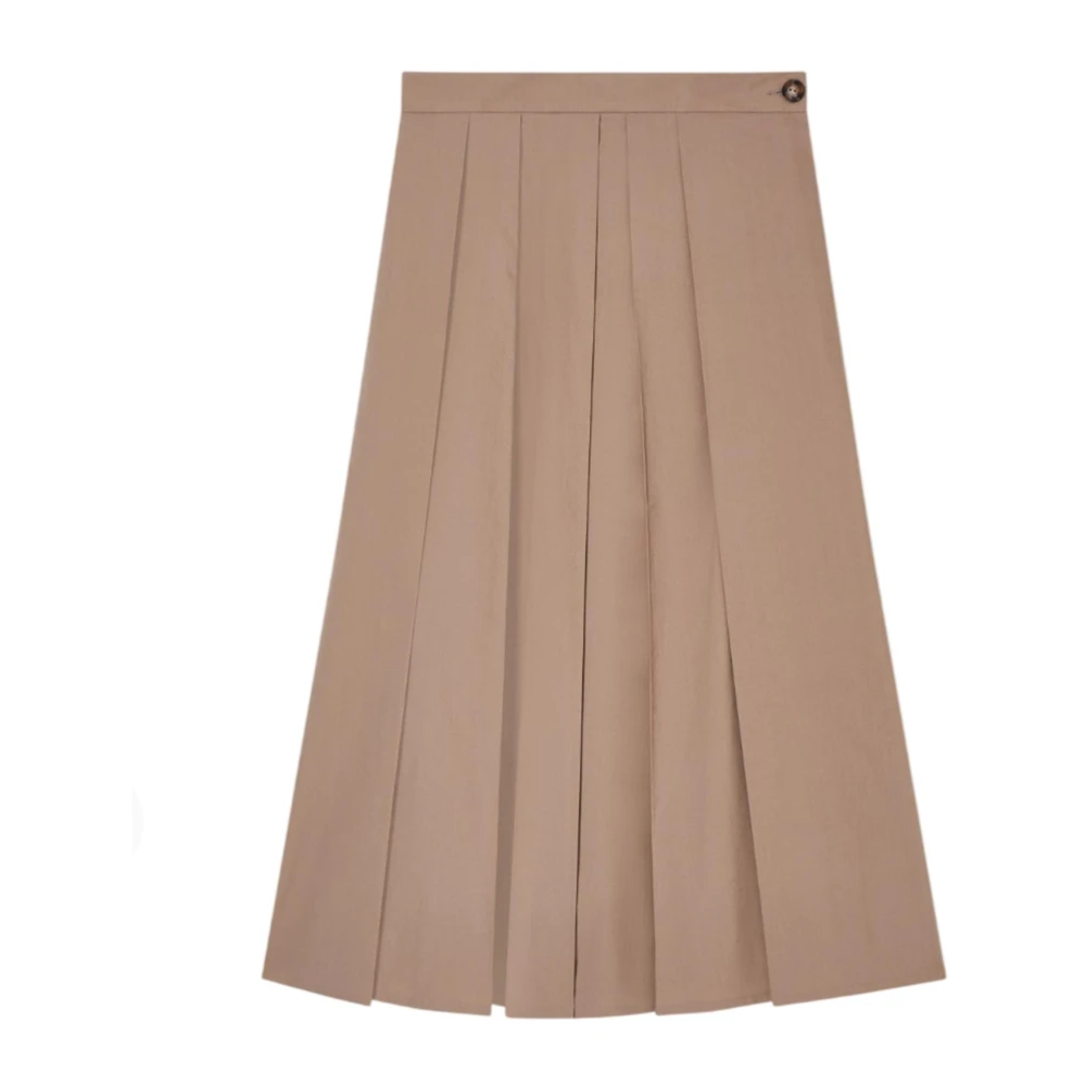 Emporio Armani Beige Flared Skirt In Stretch Poplin - Female - Midi Skirts - L - Skirts