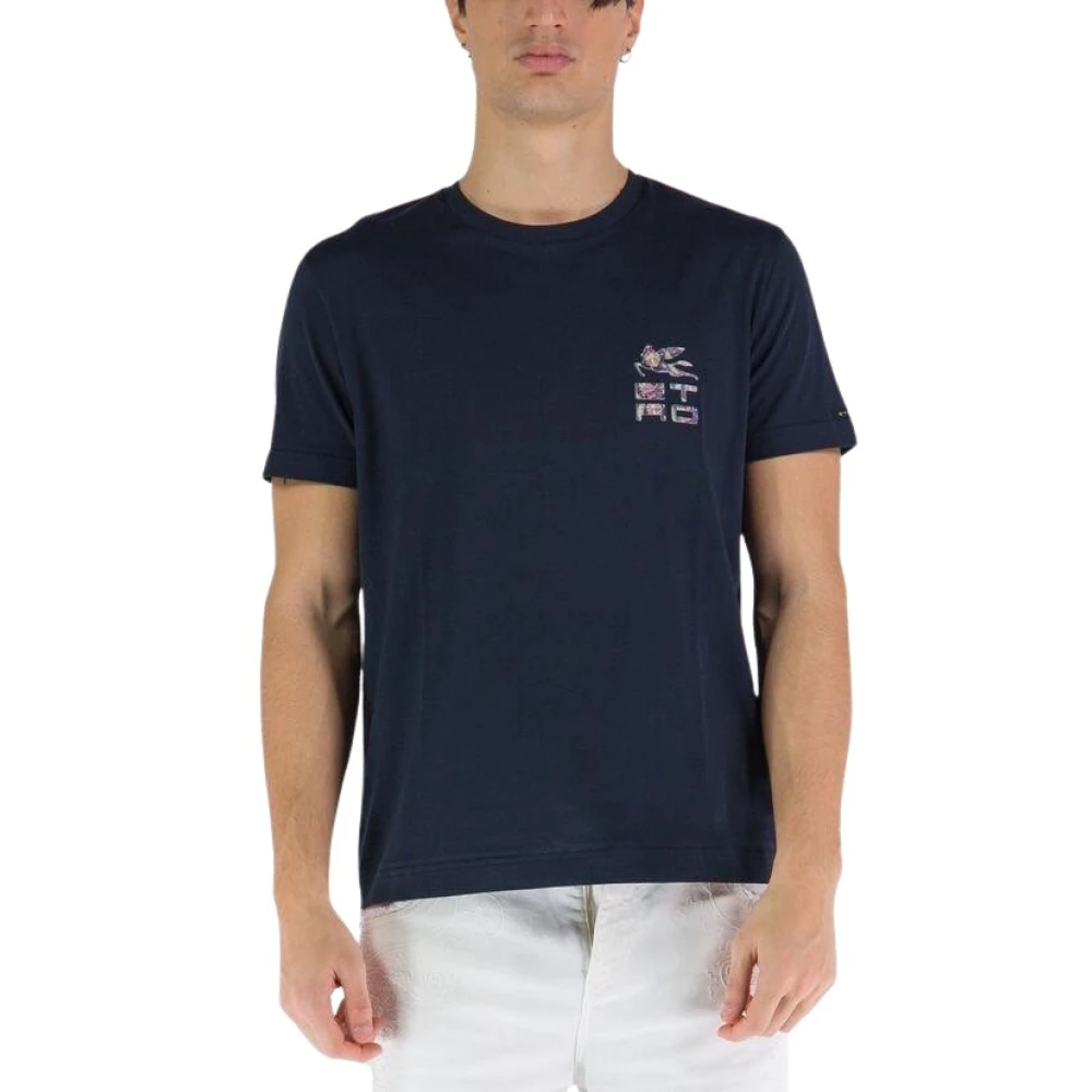 ETRO Casual Katoenen T-Shirt Blue Heren