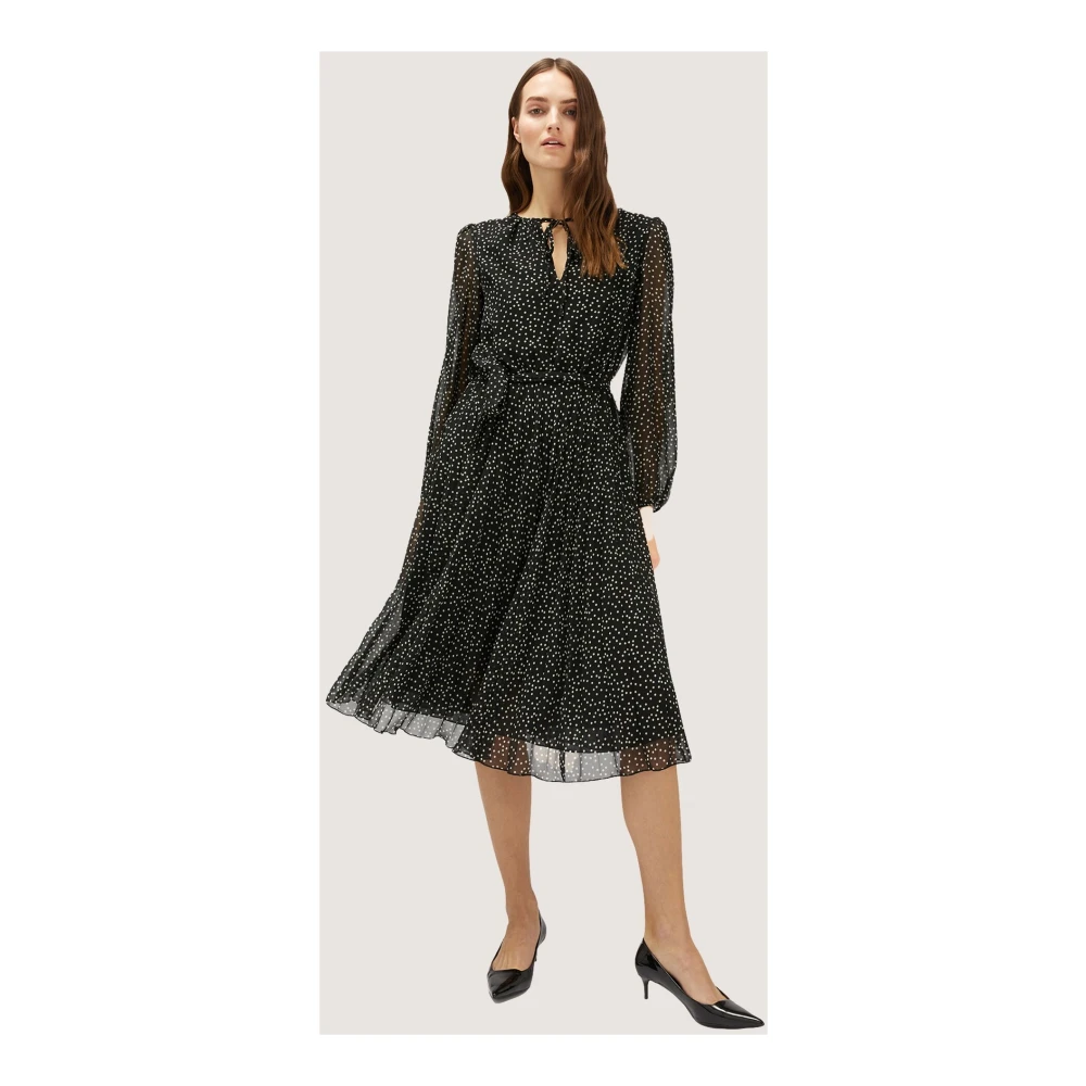 Motivi Georgette Midi Jurk met Polkadots Black Dames