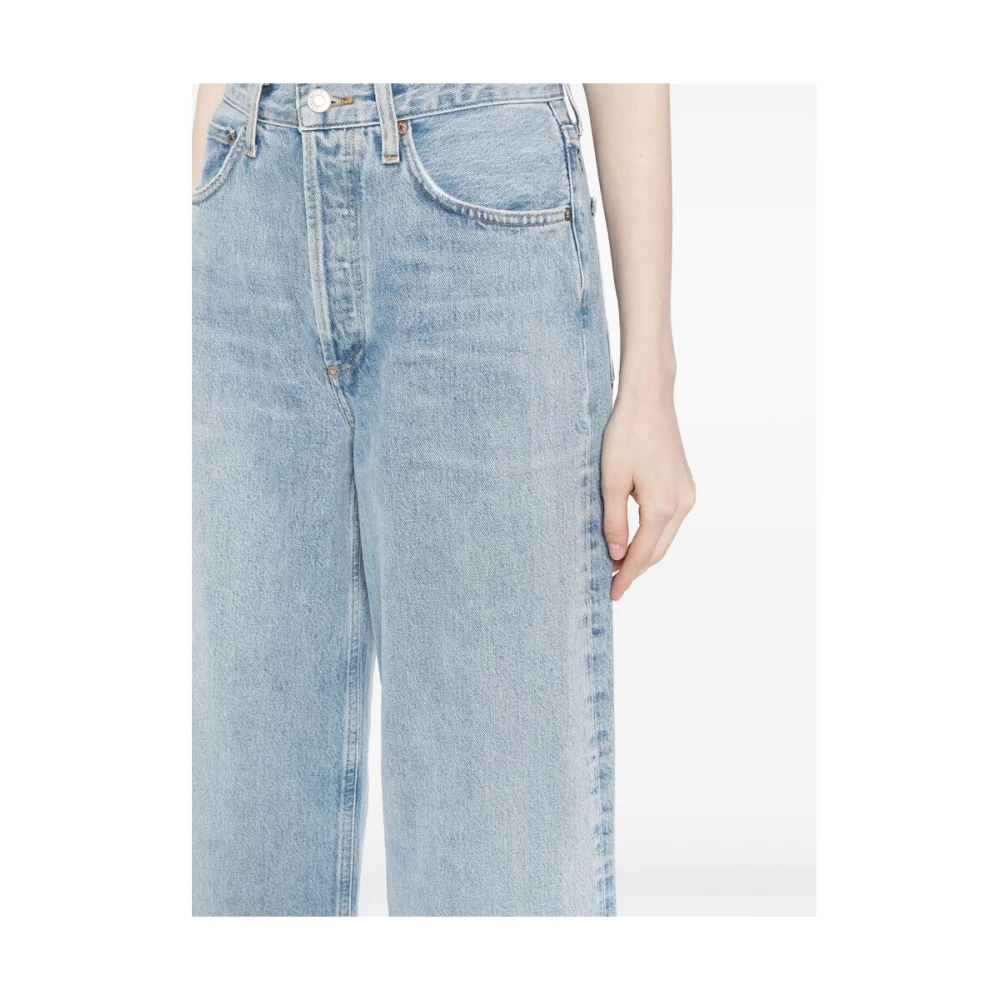 Agolde Lichtblauwe High-Waisted Wide Leg Jeans Blue Dames