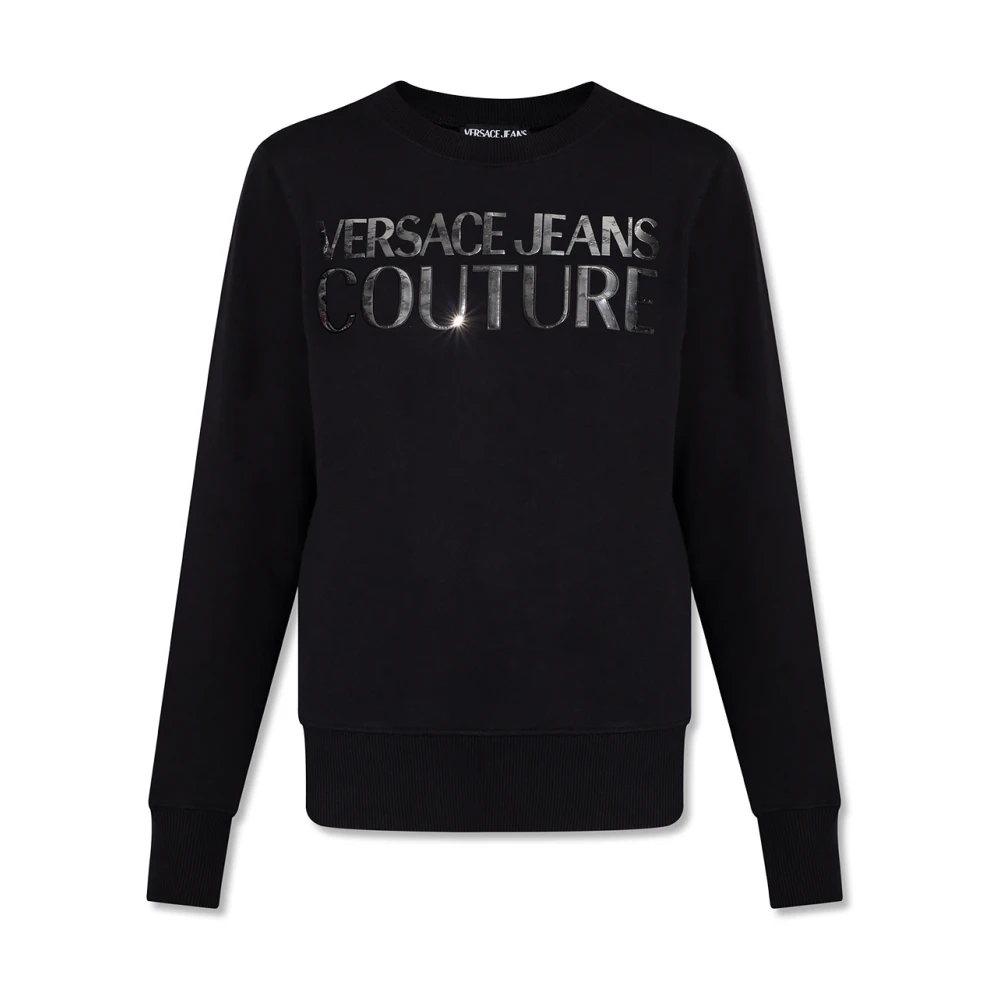 Versace Jeans Couture Logo Crewneck Sweatshirt Svart Silver Grafisk Black, Dam