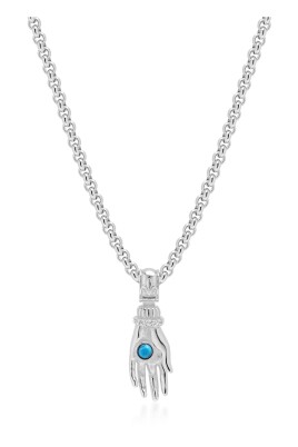 menand-39-s-hand-pendant-with-a-small-turquoise-gemstone-in-silver