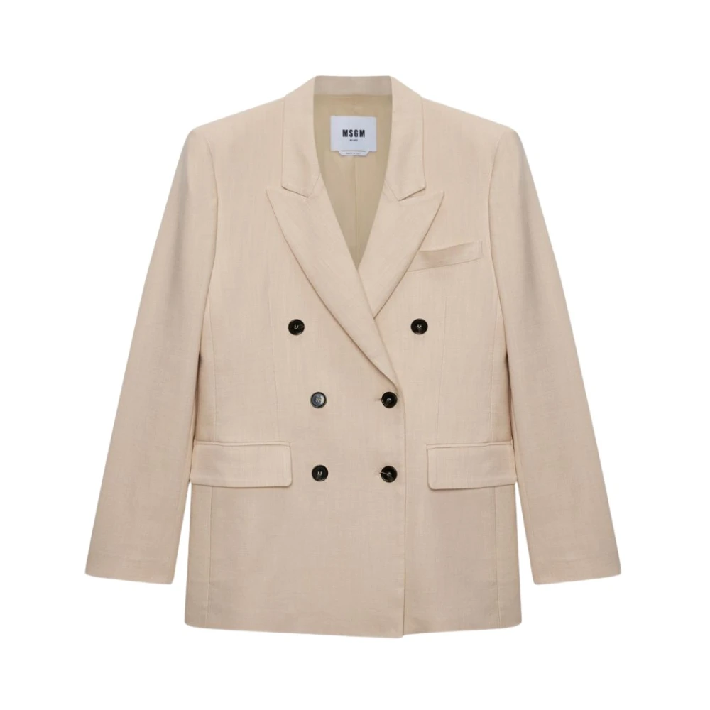 Msgm Women's Beige Double-Breasted Blazer