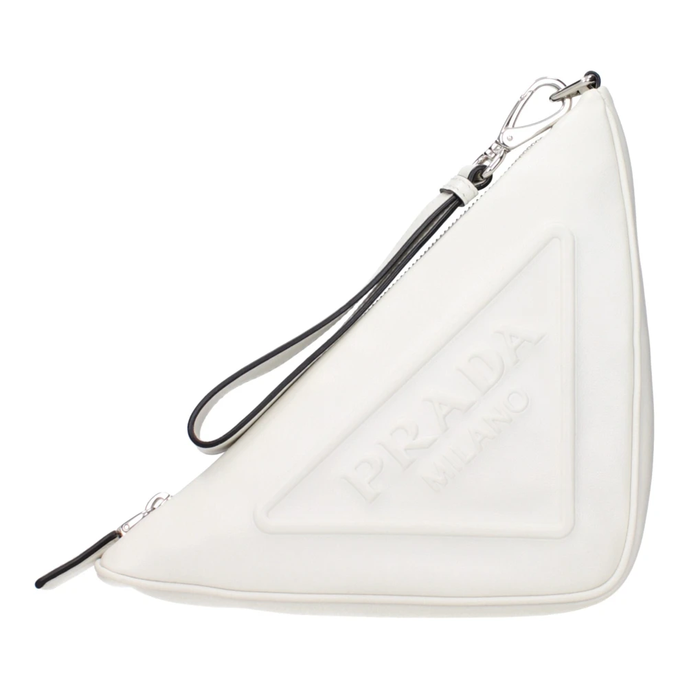 Prada , Clutches, Female, White, One Size, White Leather Clutch Bag
