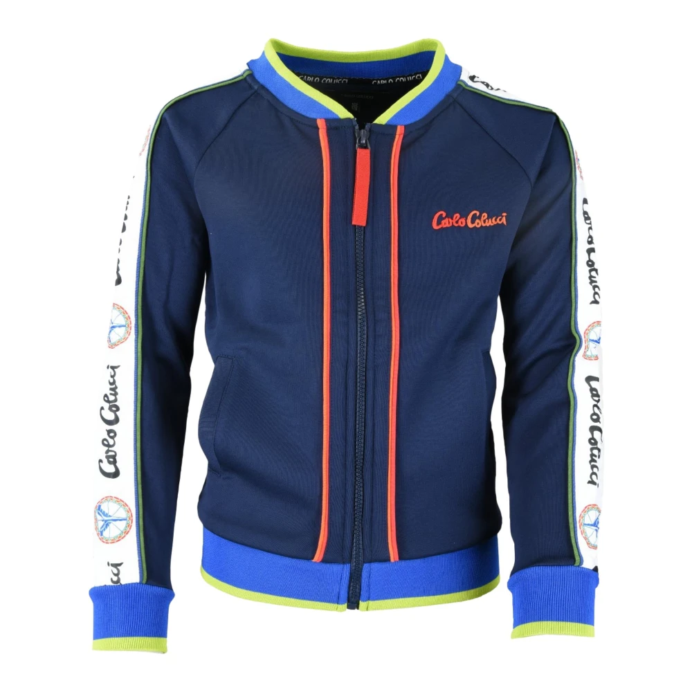 Carlo Colucci Men's Blue Sporty Contrast Sweat Jacket
