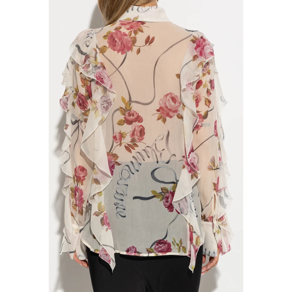 Blumarine Overhemd met bloemenpatroon Beige Dames