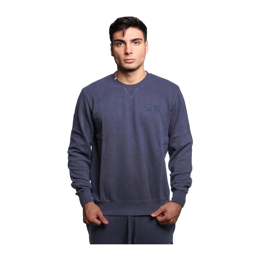 Sun68 Blauwe Katoenen Sweatshirt met Geborduurde Details Blue Heren