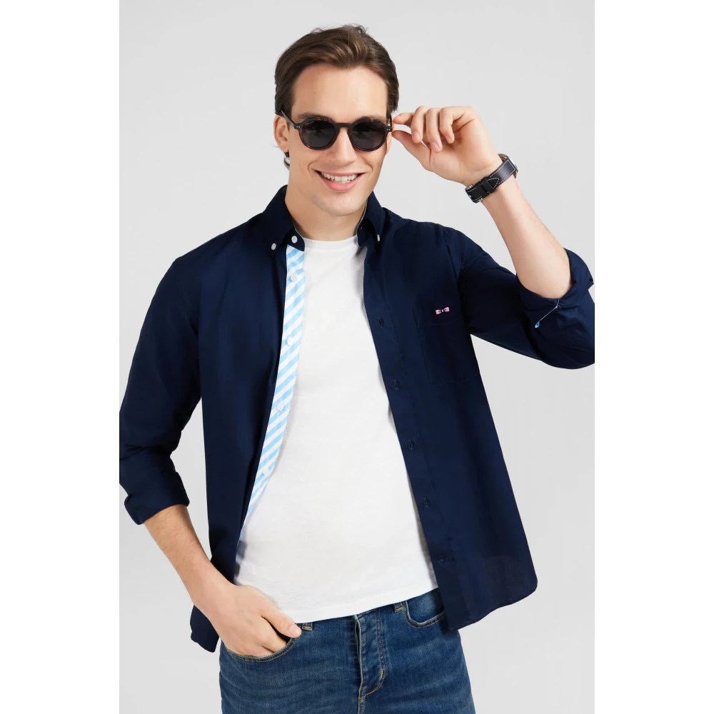 Eden Park Navy Blauw Overhemd Moderne Stijl Blue Heren