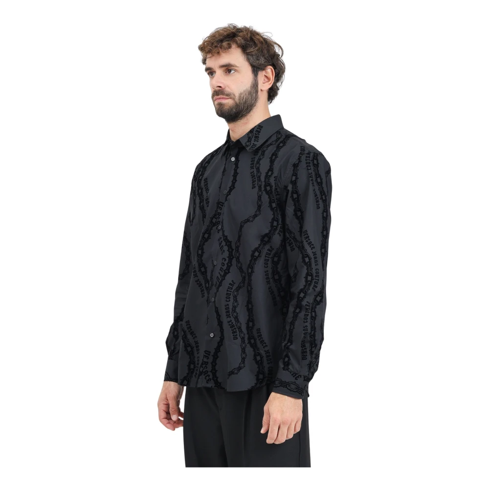 Versace Jeans Couture Zwarte lange mouw Chain Couture overhemd Black Heren