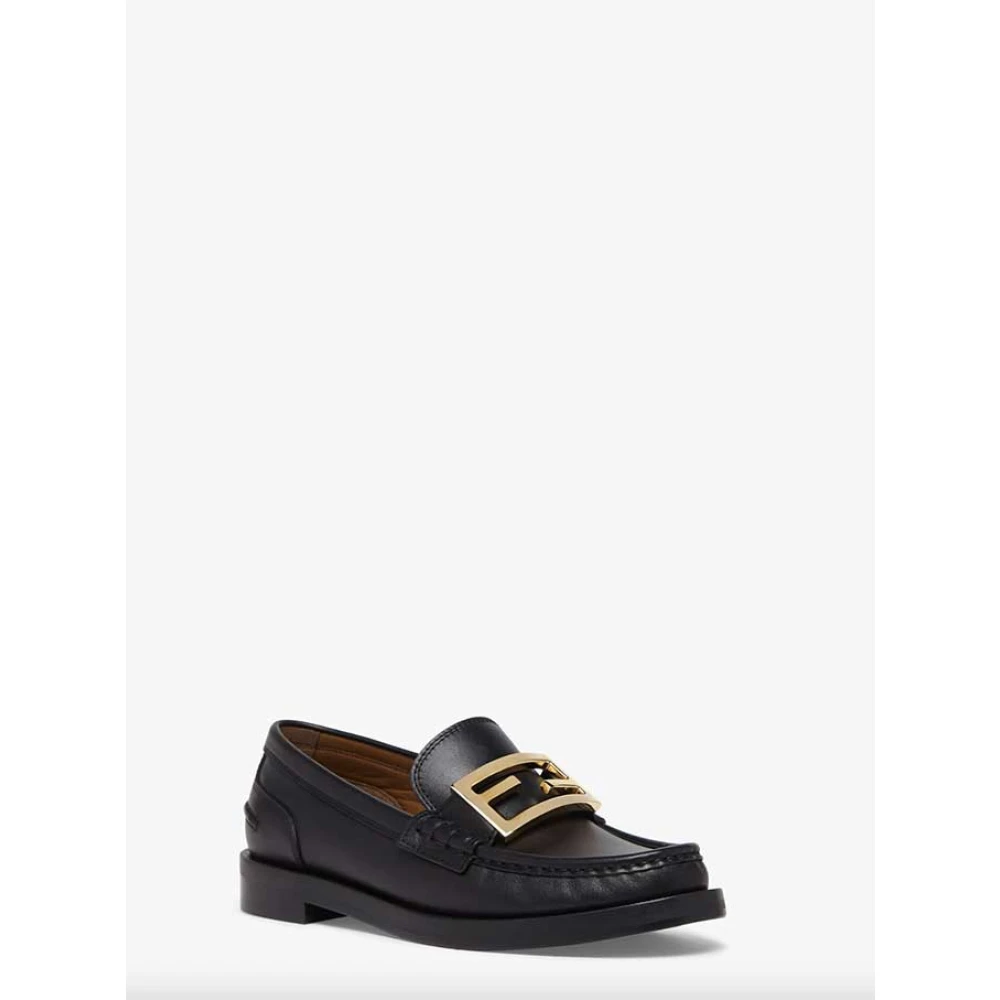 Fendi Zwarte Leren Loafer Black Dames