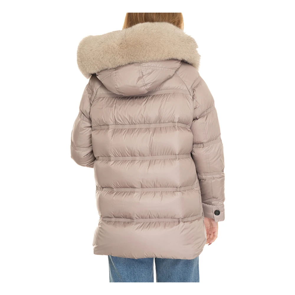 Peuterey Gewatteerd jack met uitlopend ontwerp Beige Dames