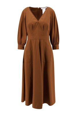 brown-puff-sleeve-dress-italy