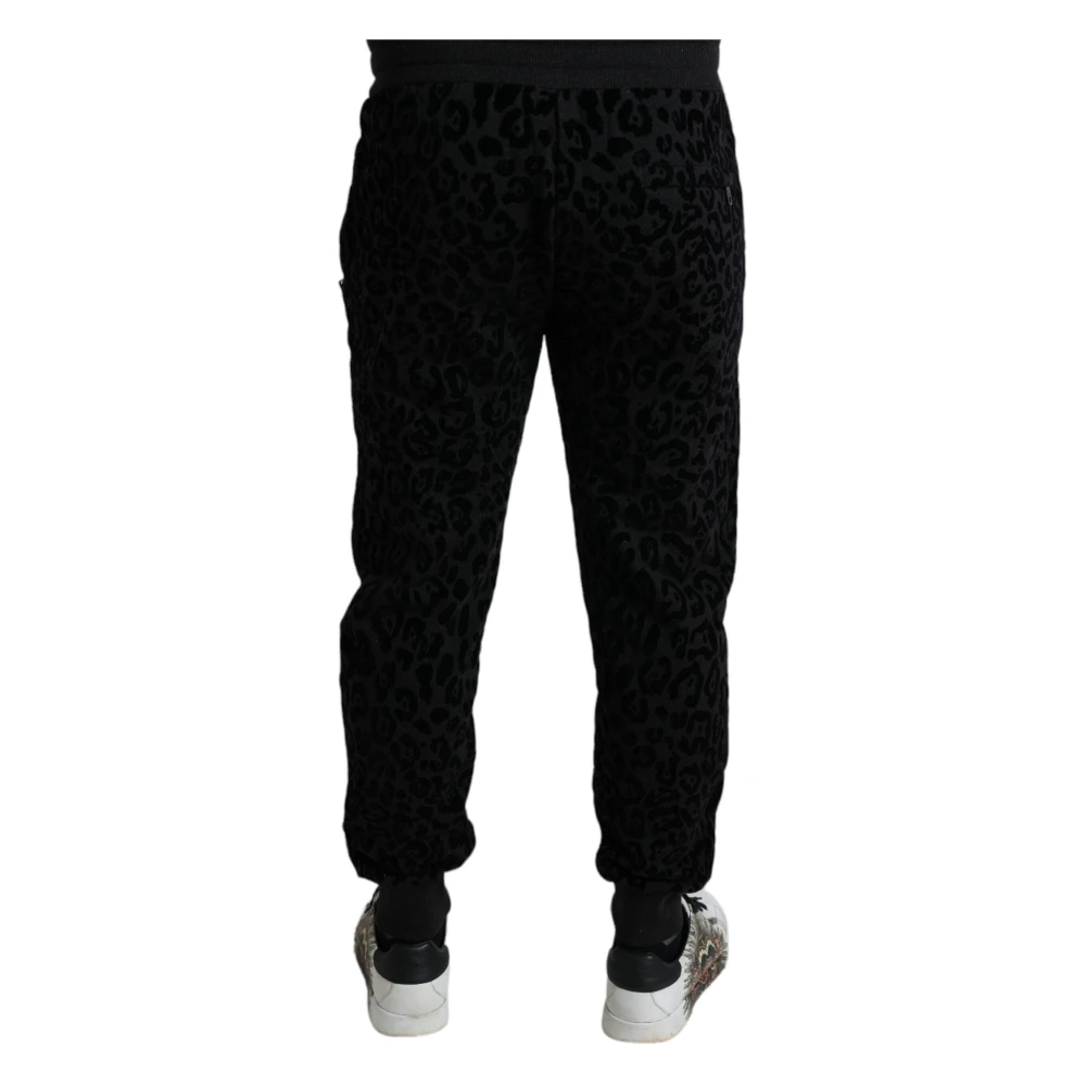 Dolce & Gabbana Elegante Luipaard Joggers voor Mannen Black Heren