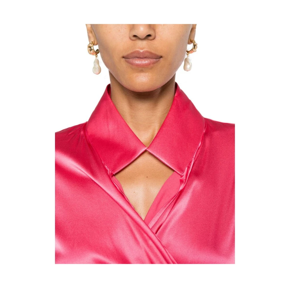 Mazzarelli Zijde Blend Wrap Shirt Pink Dames