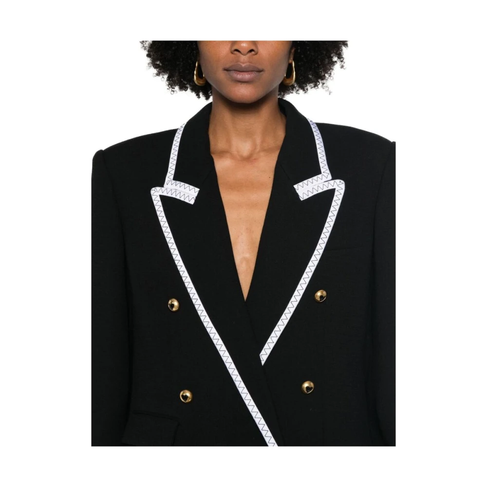 Moschino Zwart Gestructureerd Dubbel-Borstig Buitenkleding Black Dames