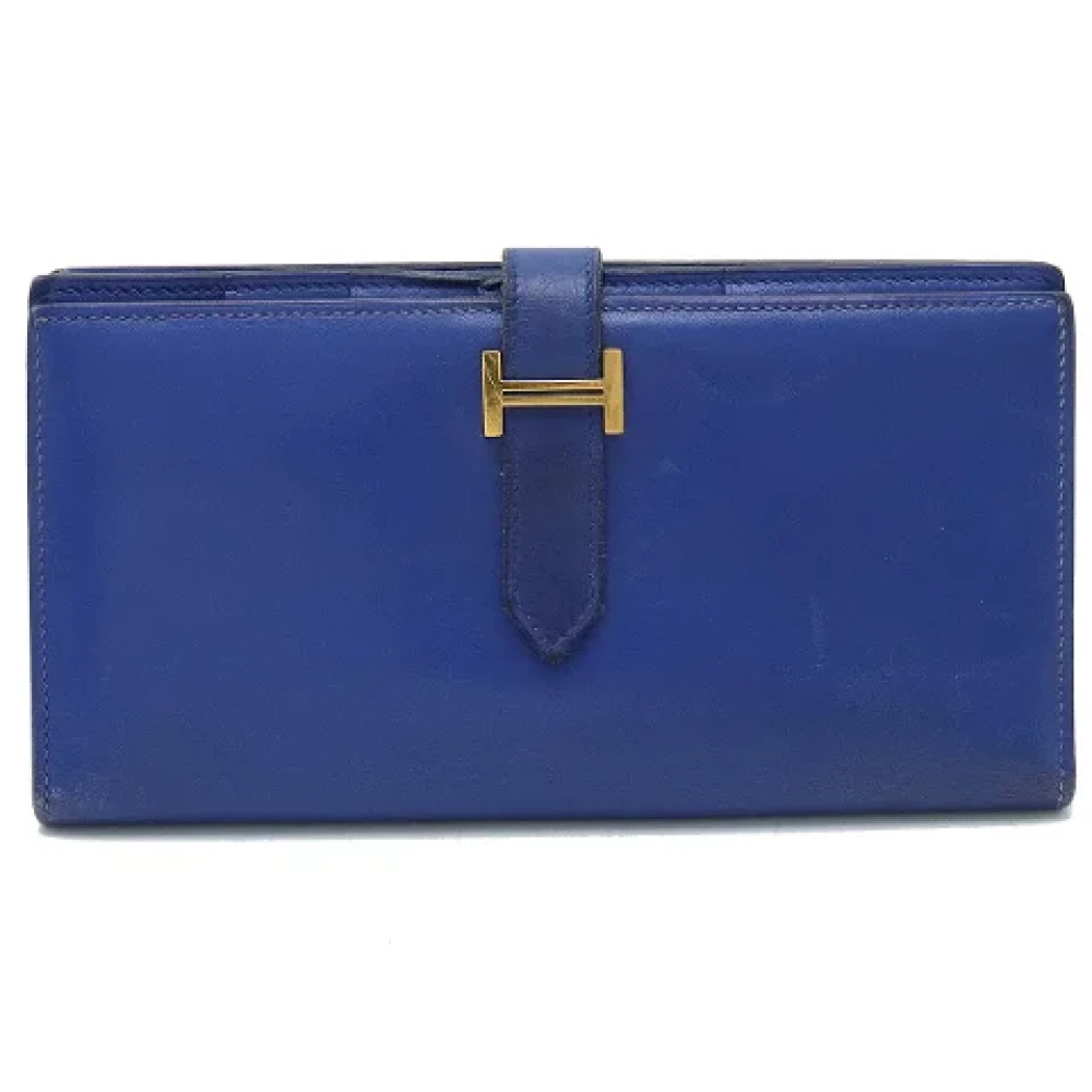 Hermès Vintage Pre-owned Leather wallets Blue Dames