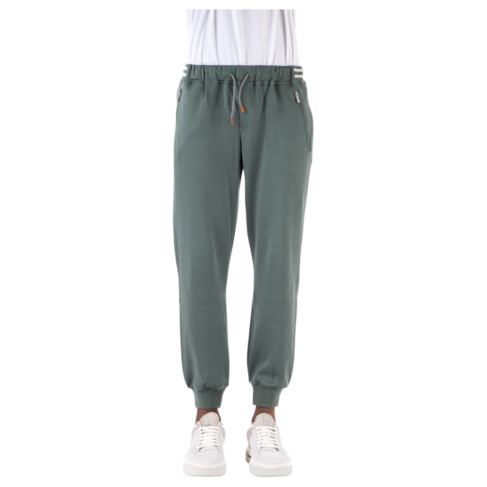 Eleventy Groene sweatpants met trekkoord en elastische taille Green Heren