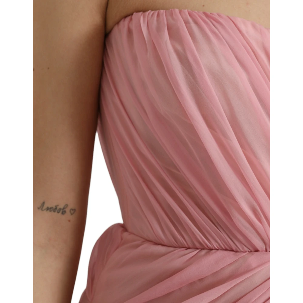 Dolce & Gabbana Roze Zijden A-lijn Jurk Pink Dames