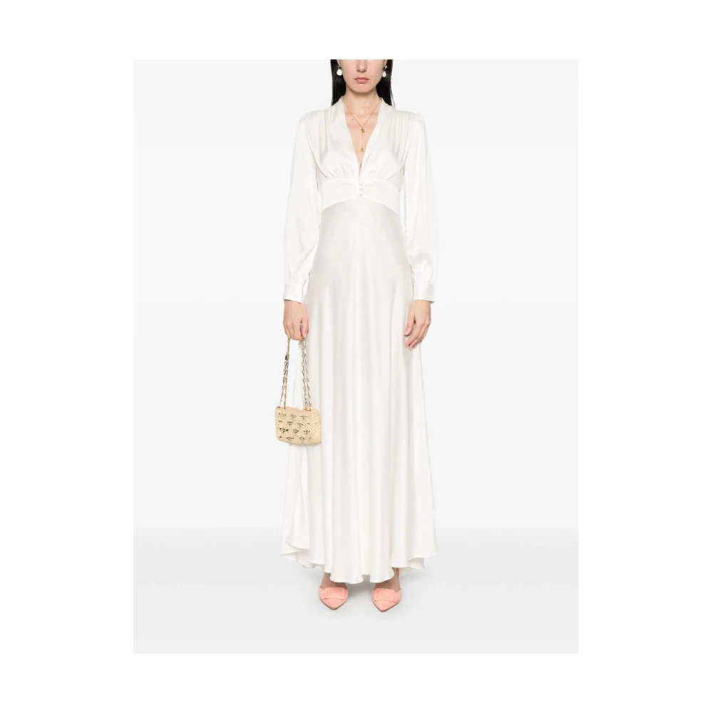 Rixo Witte V-hals Jurk met Geknoopte Manchetten White Dames