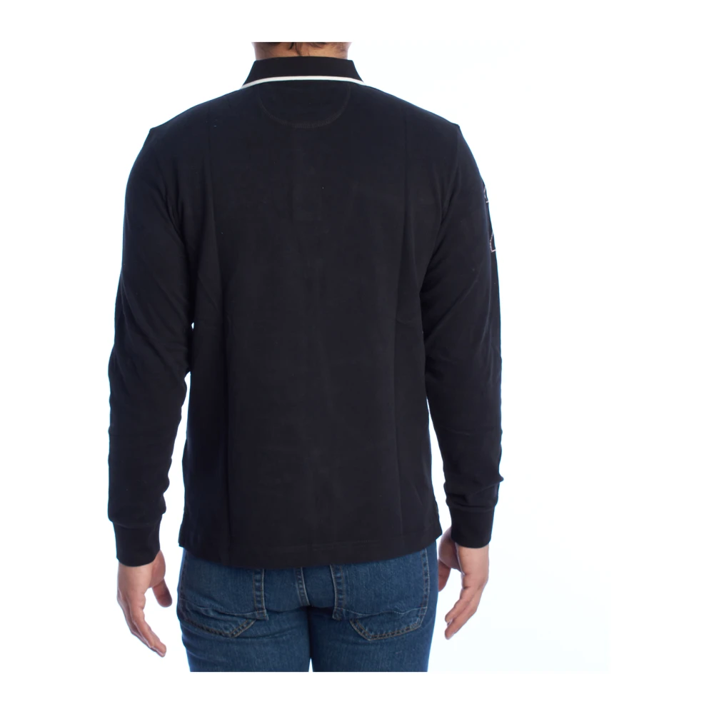 LA MARTINA Lange mouw poloshirt Black Heren