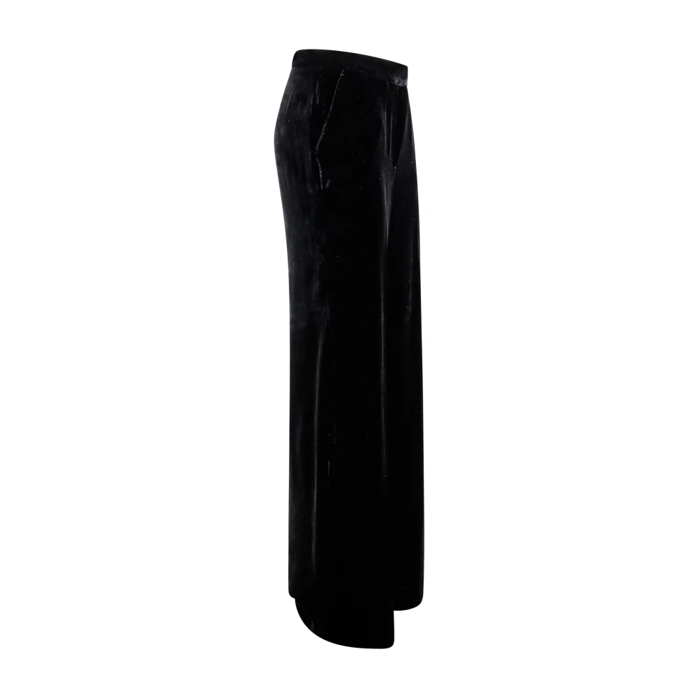P.a.r.o.s.h. Fluweel Hoge Taille Zwarte Broek Black Dames