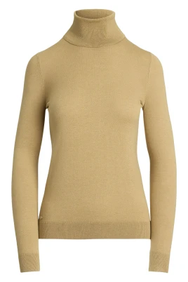 Beige Brun Turtleneck Tröja