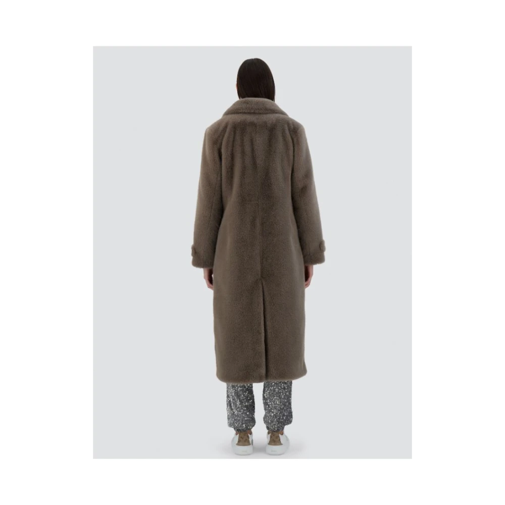 Herno Imitatiebont Revers Kraag Jas Gray Dames