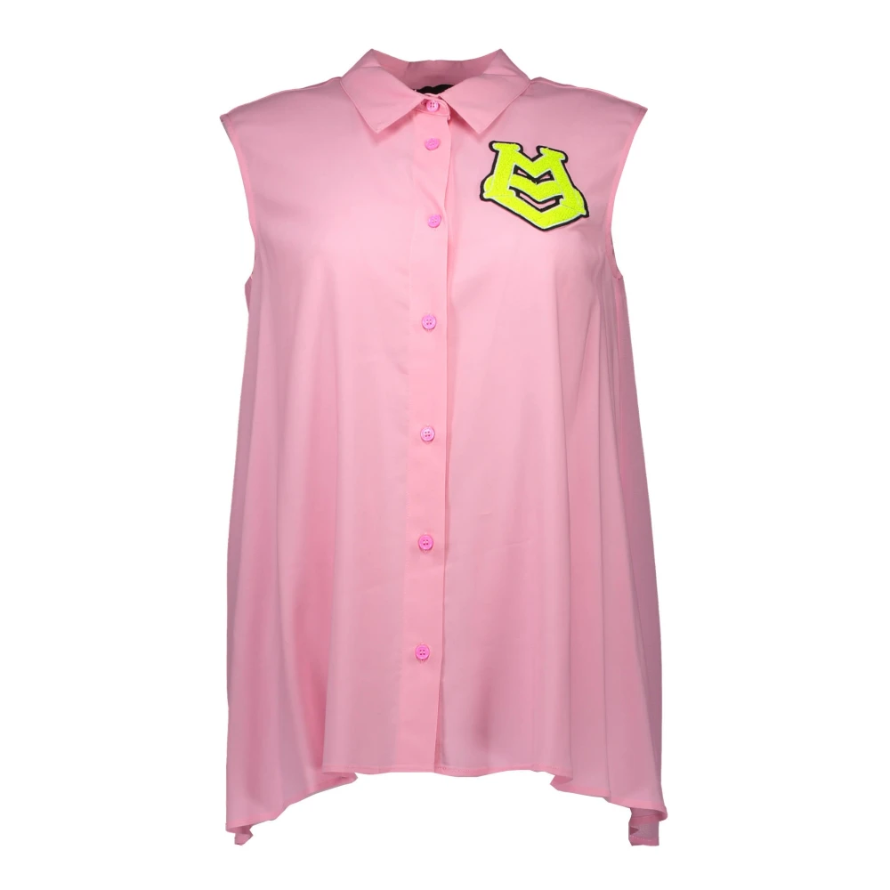 Love Moschino Women's Pink Sleeveless Italian Collar Blouse - Shirts - S - Blouses & Shirts