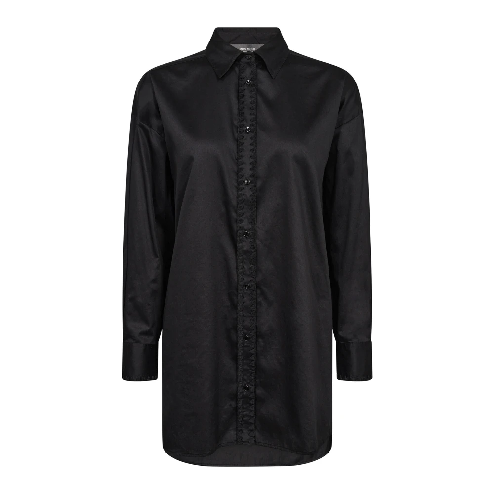MOS MOSH Zwarte Geborduurde Overhemd met Kraag Black Dames