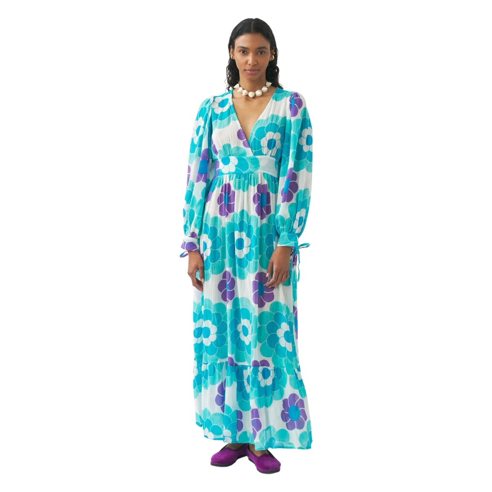 Antik batik Print maxi jurk Suny Blue Dames