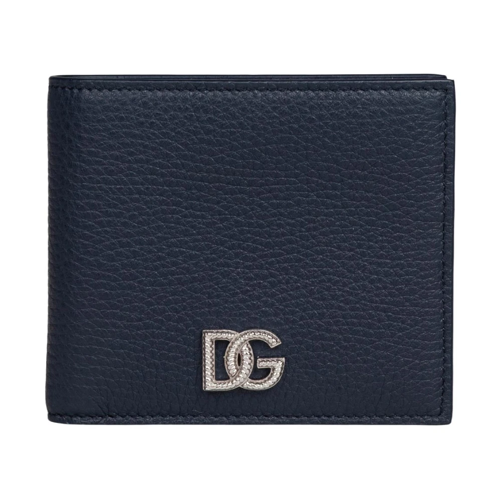Dolce & Gabbana , Wallets & Cardholders, Male, Blue, One Size, Calfskin Bifold Wallet