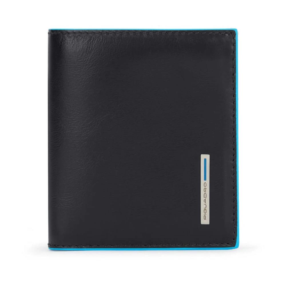 Piquadro Herr Svart Accessoarer One Size, Läder, Vertical Men’s Wallet With Coin Pocket