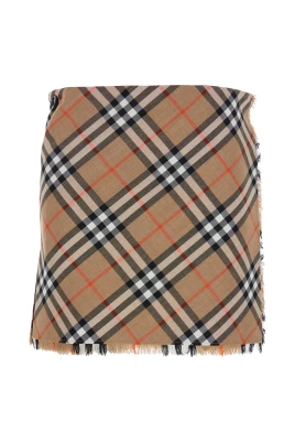 Beige Mini Kilt Kjol för Kvinnor