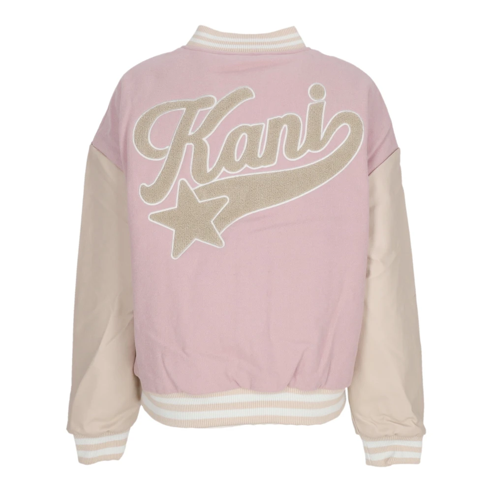Karl Kani Retro Patch Star Logo College Jacket Pink Dames