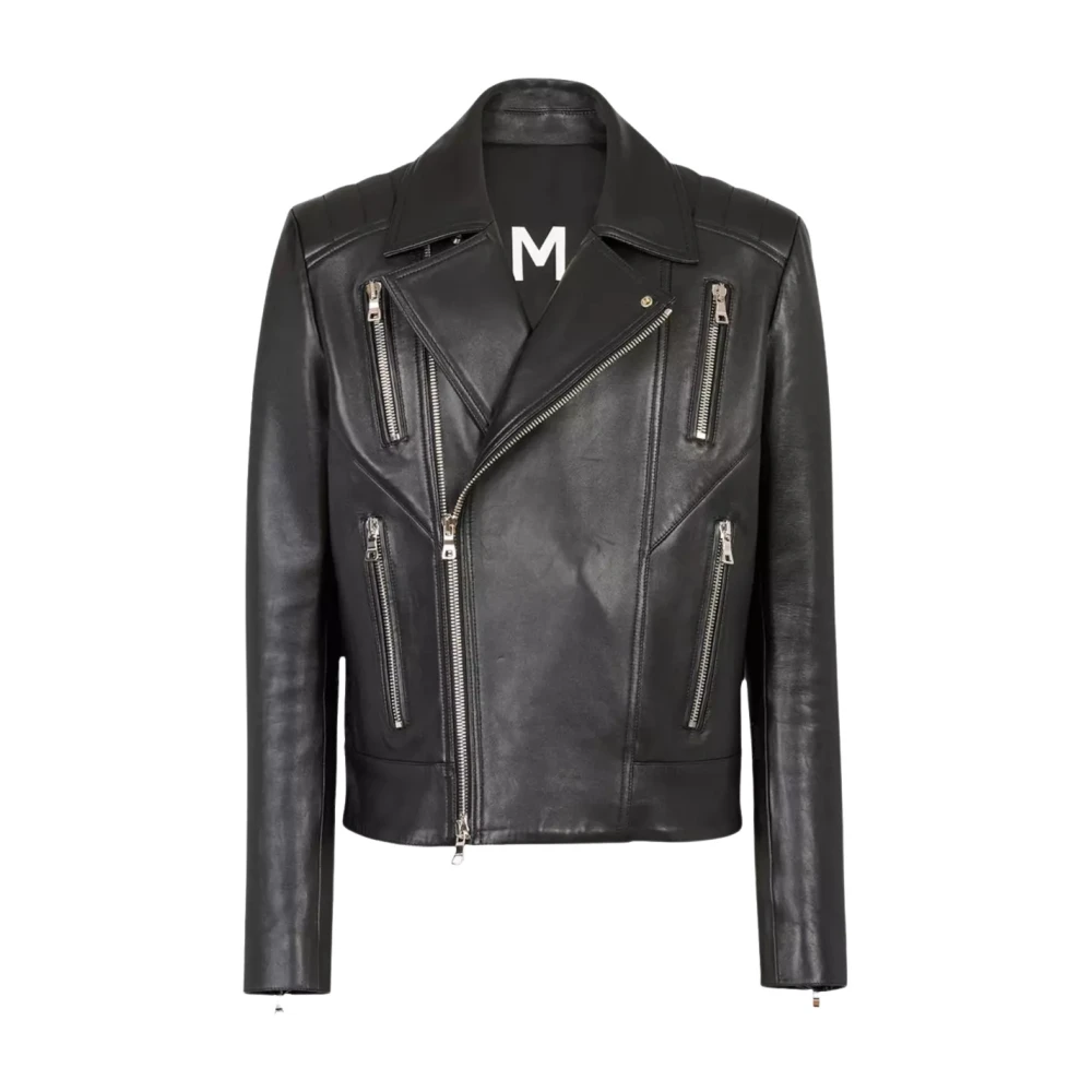 Balmain Black Leather Biker Jacket - Male - Leather Jackets - Xl - Jackets