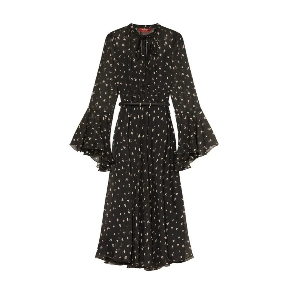 Max Mara Studio Women's Black Belted Midi Dress - Midi Dresses - M - Dresses
