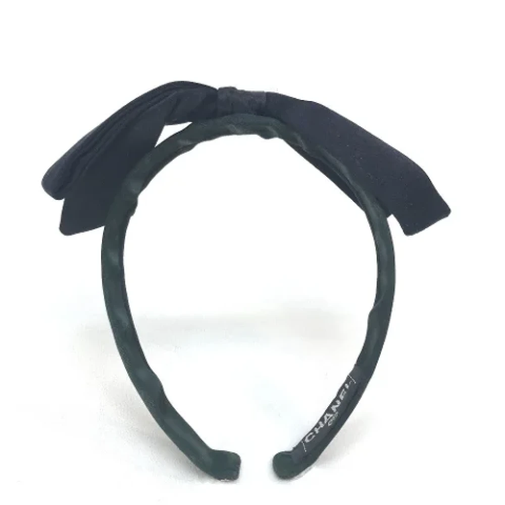 Chanel Vintage Pre-owned Satin hair-accessories Black Dames