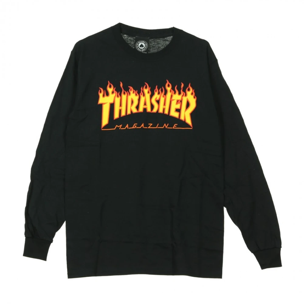 Thrasher Shirt Flame L S met lange mouwen Black Heren
