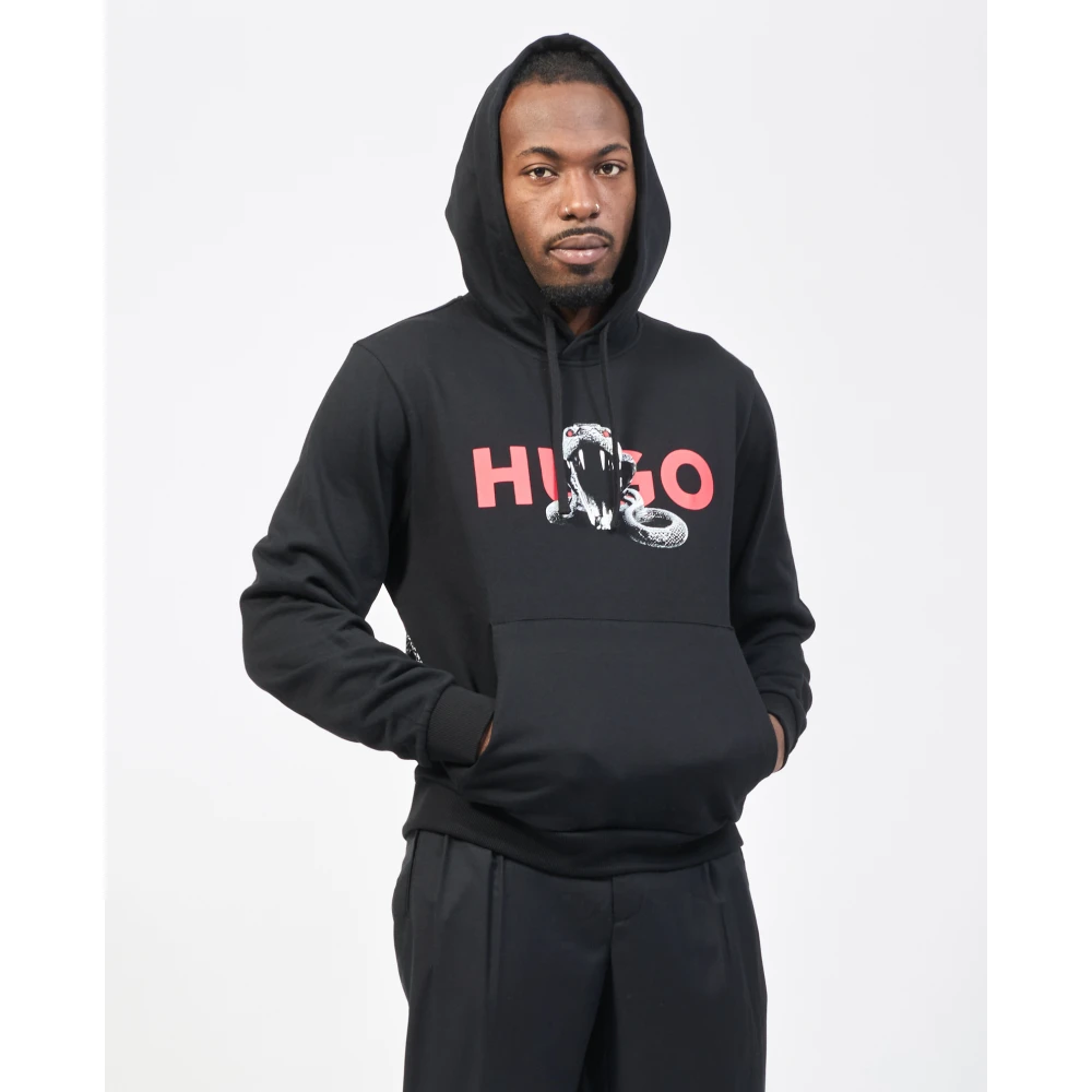 Hugo Boss Dierenprint Hoodie Sweater Black Heren