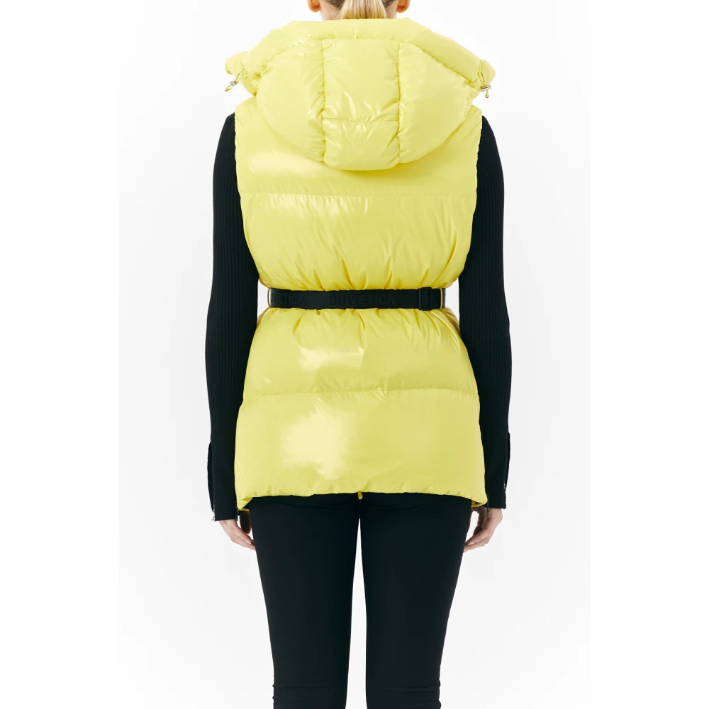 duvetica Lichtgele Mid-Down Vest met Afneembare Capuchon Yellow Dames