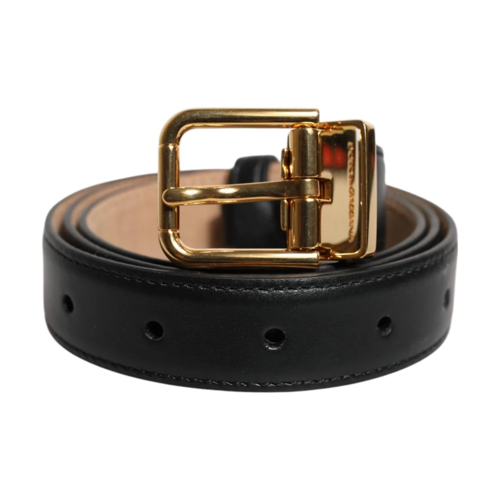 Dolce & Gabbana Women's Black Belts, One Size, Leather Logo Waist Belt