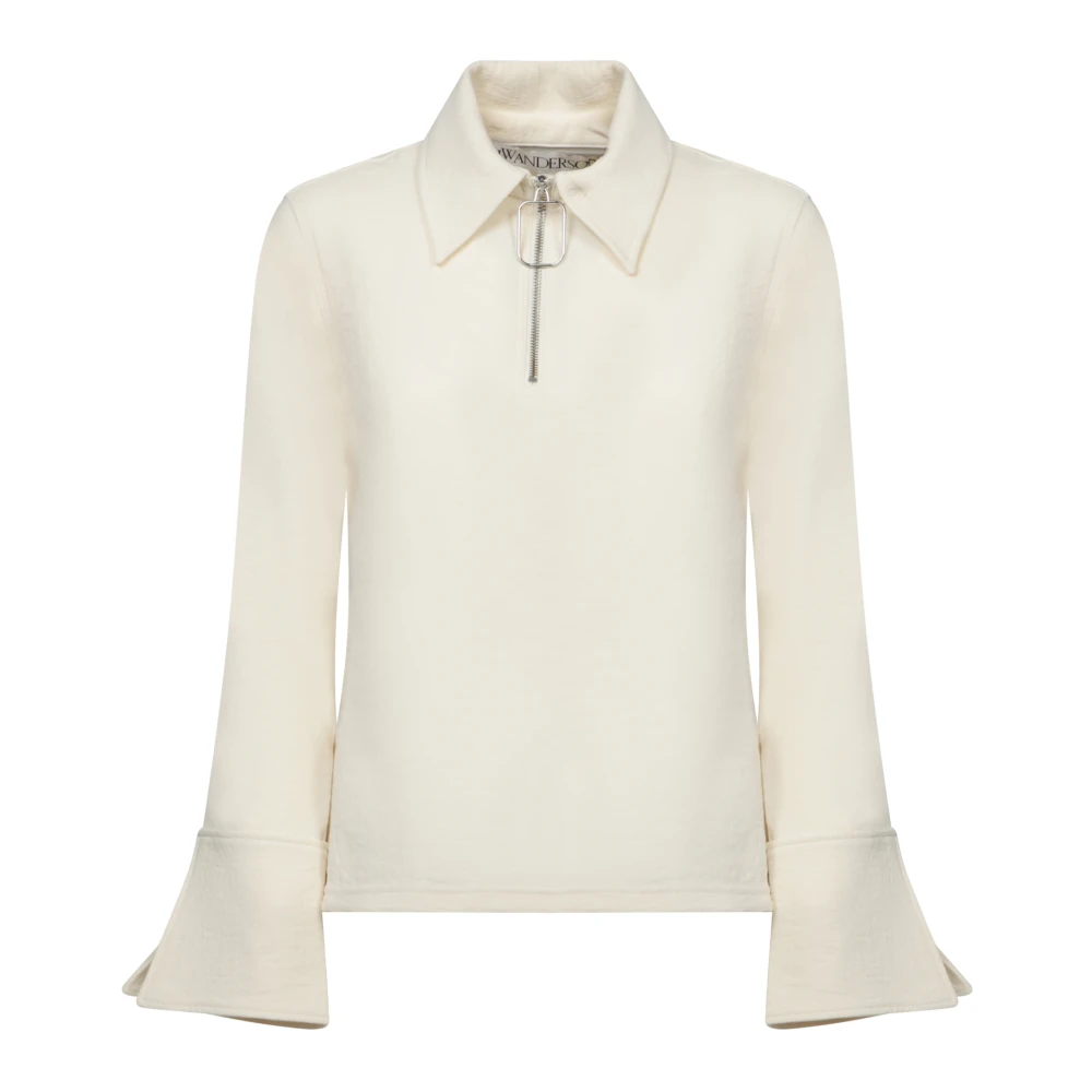 JW Anderson Witte Gebreide Trui met Rits Kraag White Dames