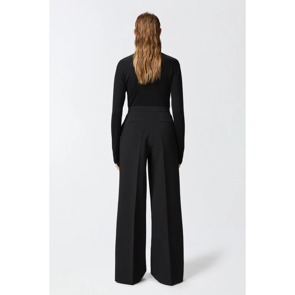 pinko Elegante Palazzo Broek in Stretch Crepe Black Dames