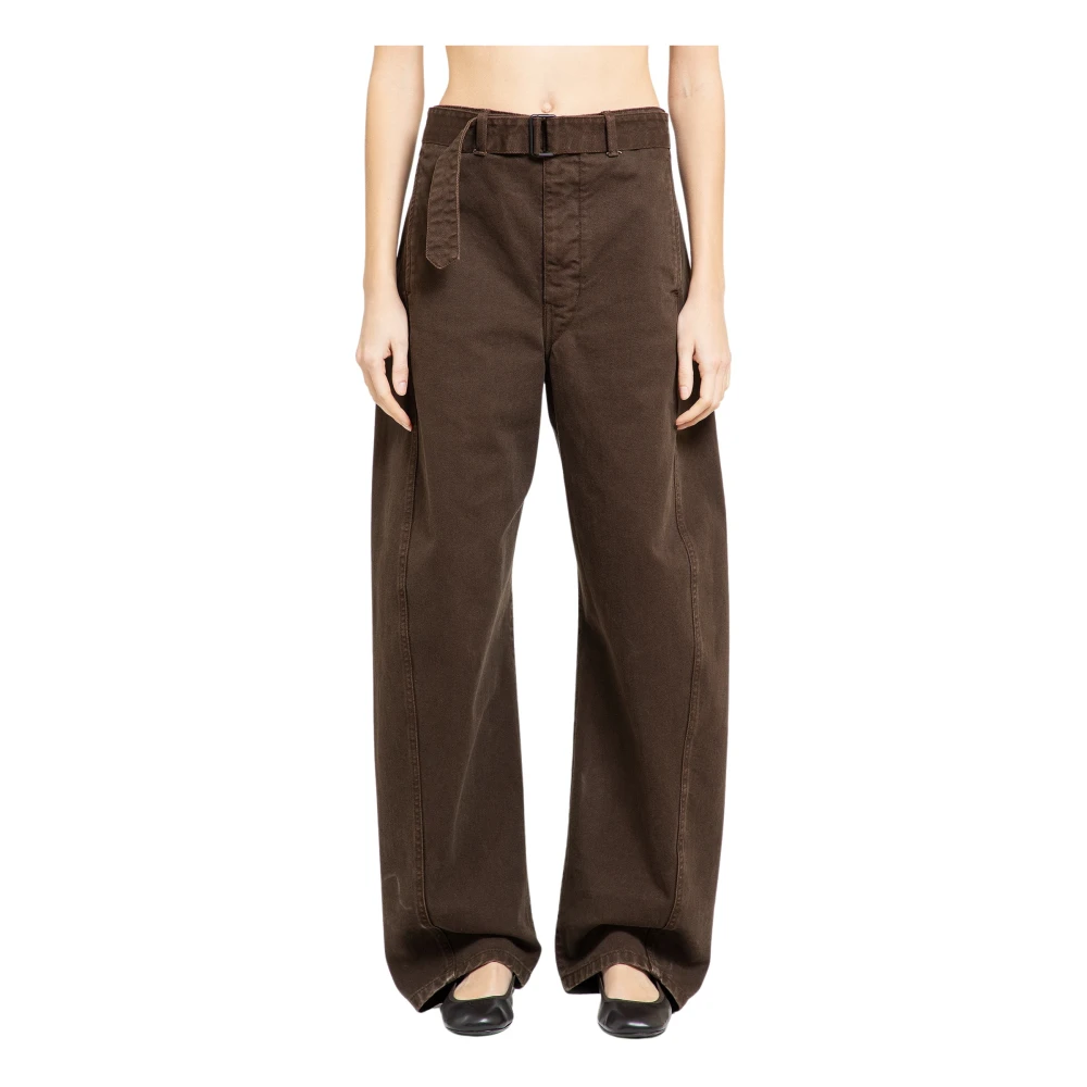 Lemaire Twisted Denim Riem Broek Brown Dames