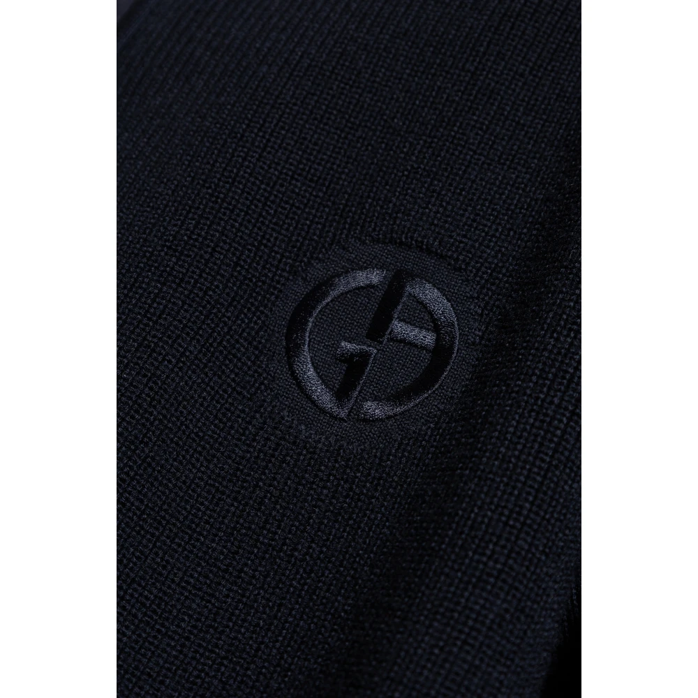 Giorgio Armani Wollen vest met opstaande kraag Blue Heren