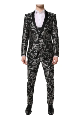Svart Grå MARTINI Jacquard Herrkostym