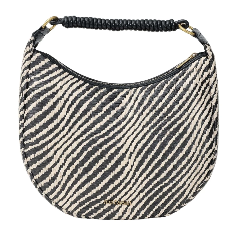 Just Cavalli Rafia Beige Shopper Tas Black Dames